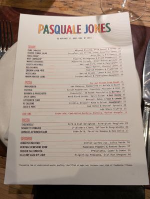 Menu photo 2 Pasquale Jones New York, NY Menu photo 2 Pasquale Jones New York, NY