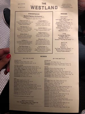 Menu photo 1 The Westland Boston, MA