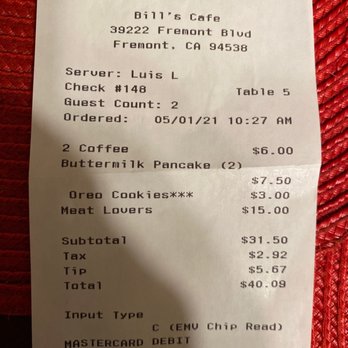 Bill's Cafe - Proof that I was there. - Breakfast & Brunch Near Me - Fremont, California