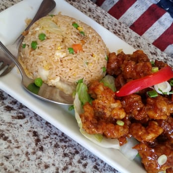 Thai House Express - Orange chicken with fried rice - Thai Near Me - Monterey Park, California