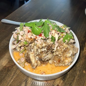 Khao Tiew - Crispy Shrooms Yum Yum with Ground Pork - Thai Near Me - San Francisco, California Khao Tiew - Crispy Shrooms Yum Yum with Ground Pork - Thai Near Me - San Francisco, California