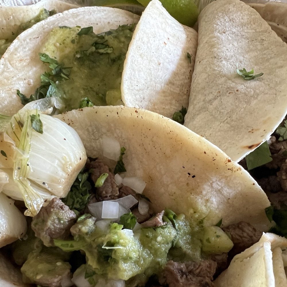 El Huarache - Beef Tacos (Set of 3). Good but, we would pass on this and get more Al Pastor and Chorizo :) - Mexican Near Me - Queens, New York