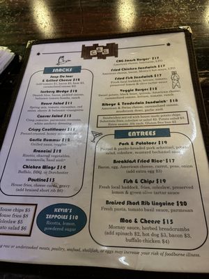 Menu photo 1 CBG Bar & Grill Portland, ME