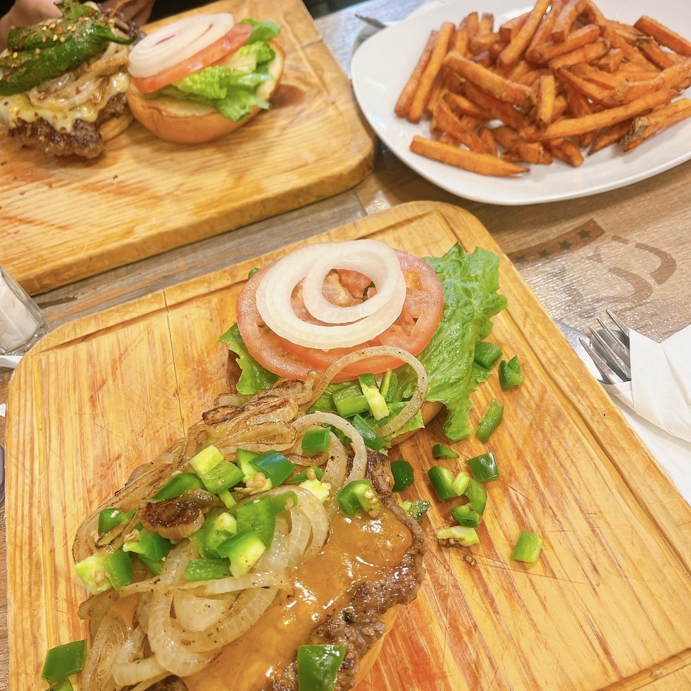 Mexicano burger and Diablo Burger with Sweet Potato Fries Mexicano burger and Diablo Burger with Sweet Potato Fries