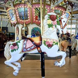 The Berkshire Carousel - The Beauty Belle one of the outside row horses ready to ride and spin.