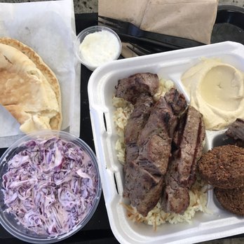 Zait Bistro - beef kebab combo: kebabs, rice, pita, garlic sauce, 2 sides: 3 falafels and hommus. + free purple cabbage with check in. $14!!!!! :) - Mediterranean Near Me - Rancho Cucamonga, California Zait Bistro - beef kebab combo: kebabs, rice, pita, garlic sauce, 2 sides: 3 falafels and hommus. + free purple cabbage with check in. $14!!!!! :) - Mediterranean Near Me - Rancho Cucamonga, California