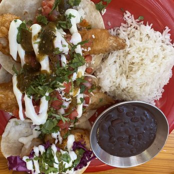 Amigos - Seafood tacos w/ white rice and black beans - Mexican Near Me - Key West, Florida Amigos - Seafood tacos w/ white rice and black beans - Mexican Near Me - Key West, Florida