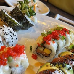 Shanghai Bistro - Close-up of the Hawaiian and Maui rolls with the delectable kaiware.