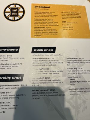 Menu photo 2 Boston Bruins Bar Boston, MA