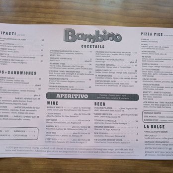 Bambino - Menu - Pizza Near Me - Austin, Texas Bambino - Menu - Pizza Near Me - Austin, Texas