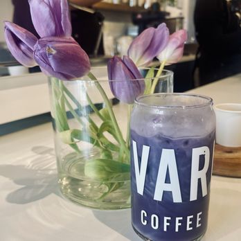 Varraco Coffee + Roasters - Iced ube latte - Coffee & Tea Near Me - Palm Desert, California Varraco Coffee + Roasters - Iced ube latte - Coffee & Tea Near Me - Palm Desert, California