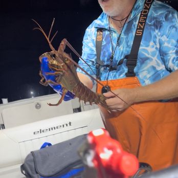 Breakwall Fishing Charters - Captain Kevin handling the Spiny Lobster. - Fishing Near Me - Long Beach, California Breakwall Fishing Charters - Captain Kevin handling the Spiny Lobster. - Fishing Near Me - Long Beach, California