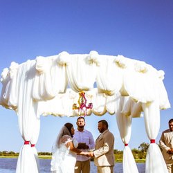 The Hideout on Lake Nasworthy - Lake side wedding ceremony