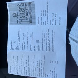 Fisher's Country Store - Takeout menu