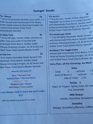 Menu photo 1 Mexican Hat Lodge Mexican Hat, UT