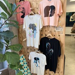 Black Swan Screen Printing - Adrian Landon Brooks studio in Austin ,Tx . Shirts we printed for him. https://adrianlandonbrooks.com/