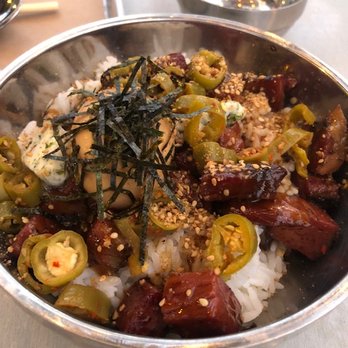 CHIKO - Wagshals Chopped Brisket with Soy Brined Soft Egg, Furikake Butter, and Rice - Asian Fusion Near Me - Encinitas, California