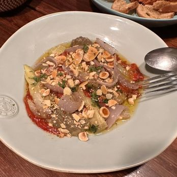 La Vaquería Montañesa - aubergines with peppers, onions and hazelnuts - This was maybe my favorite dish of the night! - Spanish Near Me - Madrid, M