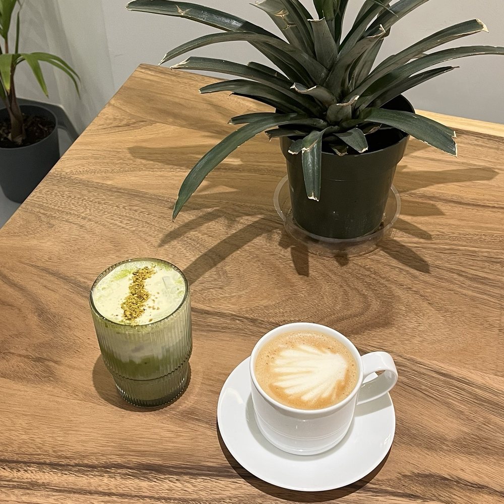 Iced Matcha Einspanner and Latte