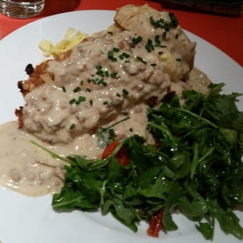 Pomegranate Bistro - Biscuit & Gravy w/ "Beast" Fried Chicken Upgrade - Breakfast & Brunch Near Me - Redmond, Washington Pomegranate Bistro - Biscuit & Gravy w/ "Beast" Fried Chicken Upgrade - Breakfast & Brunch Near Me - Redmond, Washington