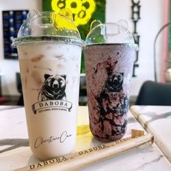 DaBoba Richardson - Left: Japanese Roasted Milk Tea .... Right: Purple Rice Yogurt