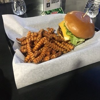 Revel Burger - Burger with sweet potato fries. - Burgers Near Me - Albuquerque, New Mexico Revel Burger - Burger with sweet potato fries. - Burgers Near Me - Albuquerque, New Mexico