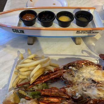 ferchis lobster house - The meal. With the sauces - Mexican Near Me - Puerto Vallarta, JAL