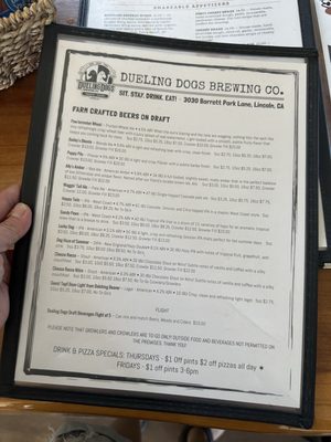 Menu photo 2 Dueling Dogs Brewing Lincoln, CA Menu photo 2 Dueling Dogs Brewing Lincoln, CA