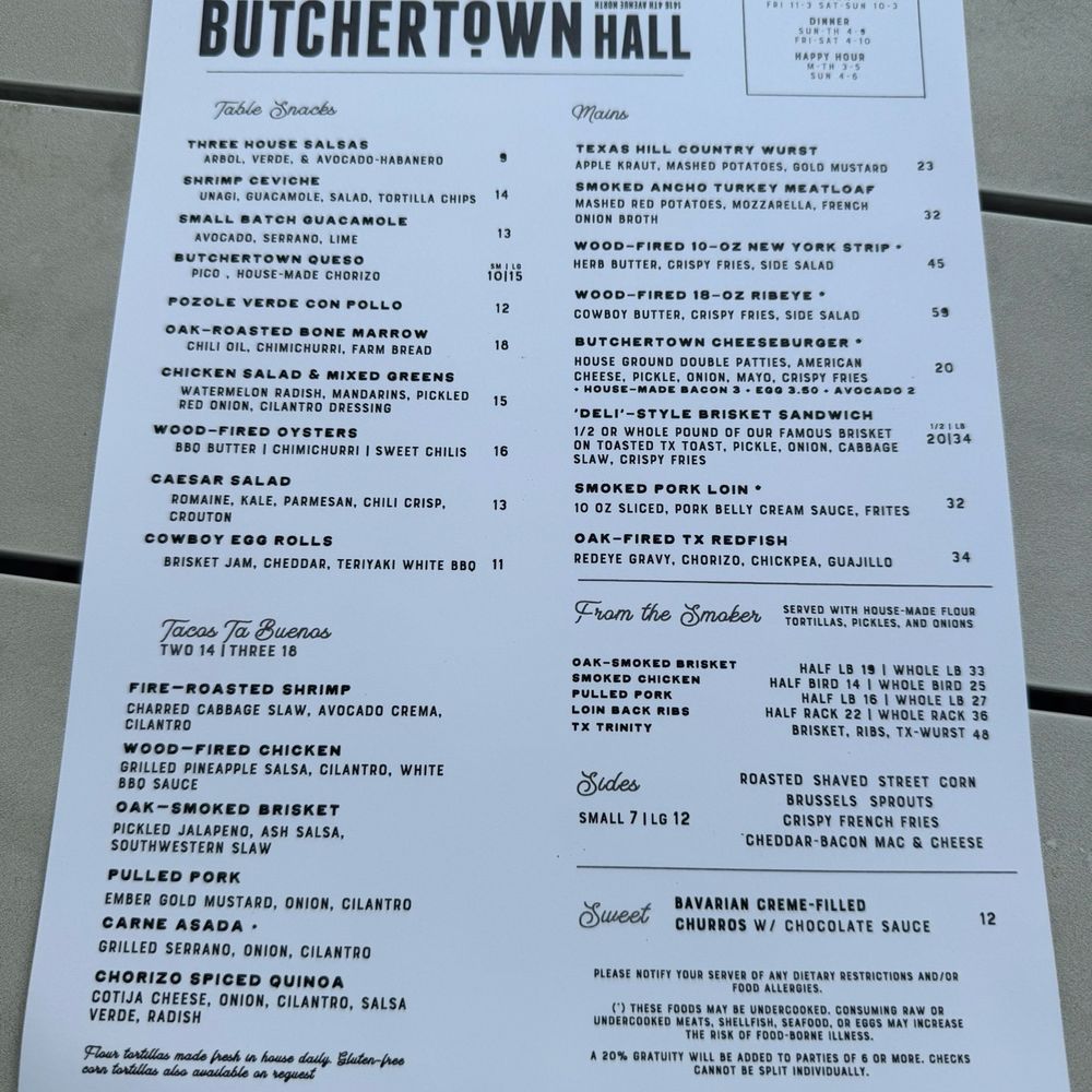 Butchertown Hall - Menu as of 6/15/25 - Gastropubs Near Me - Nashville, Tennessee
