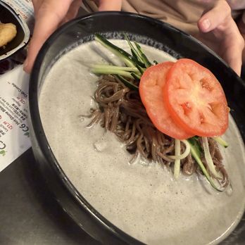 BCD Tofu House - Cold buckwheat noodles with black sesame soup - Korean Near Me - Artesia, California BCD Tofu House - Cold buckwheat noodles with black sesame soup - Korean Near Me - Artesia, California