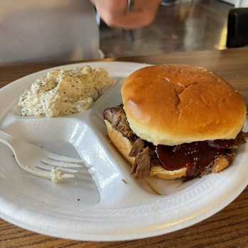 Hog Wild Pig Crazy Bar-BQ - Sliced Beef Brisket and potato salad - Barbeque Near Me - Sparta, Kentucky Hog Wild Pig Crazy Bar-BQ - Sliced Beef Brisket and potato salad - Barbeque Near Me - Sparta, Kentucky