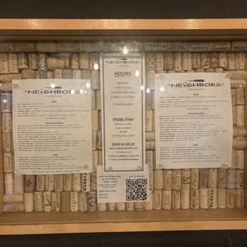 Neighbors - Menu outside - Wine Bars Near Me - Denver, Colorado