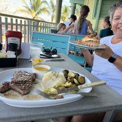 Buzz's Lighthouse Inn and Restaurant - New York strip with mashed potatoes and Brussel sprouts
