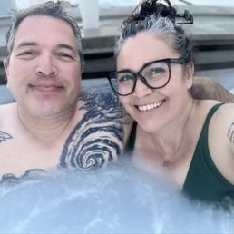 My husband and I enjoying the jacuzzi! My husband and I enjoying the jacuzzi!