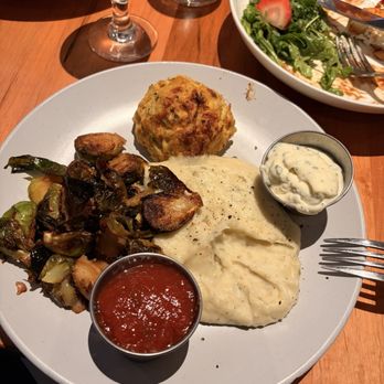 Bluestone Restaurant  - Crab cake with Brussels sprouts and potatoes - American Near Me - Timonium, Maryland