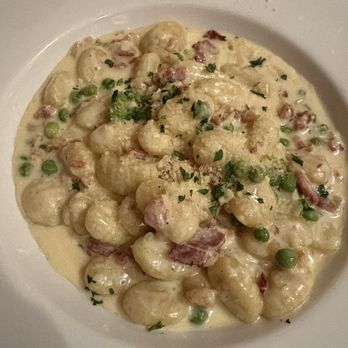 Allegria Italiana - Gnocchi special with pancetta, peas, parmesan cream sauce and truffle oil - Italian Near Me - Brandon, Florida Allegria Italiana - Gnocchi special with pancetta, peas, parmesan cream sauce and truffle oil - Italian Near Me - Brandon, Florida