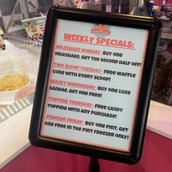 Lily’s Handmade Ice cream - Weekly specials