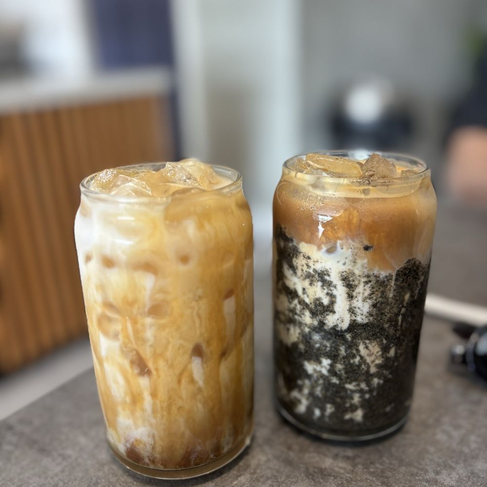 Margin Cafe Coffee Roasters - Banana latte and black seasame latte - Coffee & Tea Near Me - Diamond Bar, California Margin Cafe Coffee Roasters - Banana latte and black seasame latte - Coffee & Tea Near Me - Diamond Bar, California