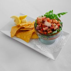 Sal De Forte’s - Shrimp Ceviche With A Side Of Homemade Chips