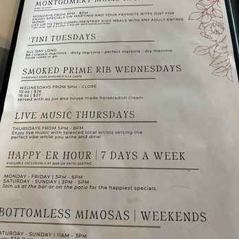 The Grove - Weekly Specials Menu - Bars Near Me - Potomac, Maryland
