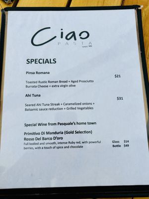 Menu photo 7 Ciao Pasta San Juan Capistrano, CA