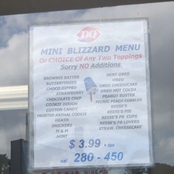 Dairy Queen Store - Mini blizzard menu - Ice Cream & Frozen Yogurt Near Me - Wilmington, North Carolina Dairy Queen Store - Mini blizzard menu - Ice Cream & Frozen Yogurt Near Me - Wilmington, North Carolina