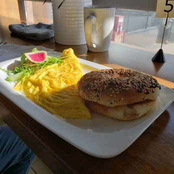 Buka Maranga - Ham and Swiss omelette with the works bagel - Bagels Near Me - Mississauga, Ontario