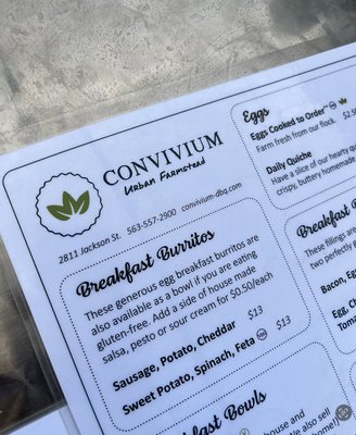 Menu photo 1 Convivium Urban Farmstead Dubuque, IA Menu photo 1 Convivium Urban Farmstead Dubuque, IA