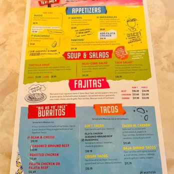 Chuy's - The Front Side of the Menu - Mexican Near Me - Houston, Texas