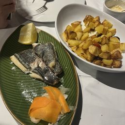 Sea bass, potatoes