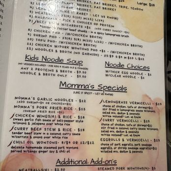Pho Momma - Menu - Noodles Near Me - Sacramento, California