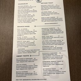 Brunch menu