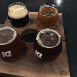K2 Brothers Brewing - Flight - not pictures are the pretzels in the middle.