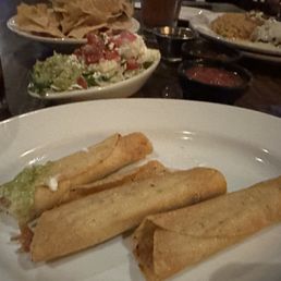 Crispy Chicken Flautas toppings on the side